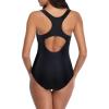 imageAmerican Trends Athletic Swimsuit for Women One Piece Lap Swimming Training Suit Tummy Control Bathing Suits0 Solid Black