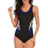 imageAmerican Trends Athletic Swimsuit for Women One Piece Lap Swimming Training Suit Tummy Control Bathing Suits00 Dark Blue Print