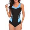 imageAmerican Trends Athletic Swimsuit for Women One Piece Lap Swimming Training Suit Tummy Control Bathing Suits00 Light Blue