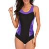 imageAmerican Trends Athletic Swimsuit for Women One Piece Lap Swimming Training Suit Tummy Control Bathing SuitsY Purple Starry Sky