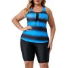 imageAmerican Trends Plus Size Swimsuits for Women Two Piece Tummy Control Plus Size Bathing Suits Boy Shorts TankiniBlue