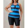 imageAmerican Trends Plus Size Swimsuits for Women Two Piece Tummy Control Plus Size Bathing Suits Boy Shorts TankiniBlue