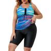 imageAmerican Trends Plus Size Swimsuits for Women Two Piece Tummy Control Plus Size Bathing Suits Boy Shorts TankiniBlue Pink