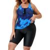 imageAmerican Trends Plus Size Swimsuits for Women Two Piece Tummy Control Plus Size Bathing Suits Boy Shorts TankiniDark Blue Dyeing