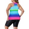 imageAmerican Trends Plus Size Swimsuits for Women Two Piece Tummy Control Plus Size Bathing Suits Boy Shorts TankiniGreen Blue