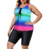 imageAmerican Trends Plus Size Swimsuits for Women Two Piece Tummy Control Plus Size Bathing Suits Boy Shorts TankiniGreen Blue