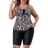 imageAmerican Trends Plus Size Swimsuits for Women Two Piece Tummy Control Plus Size Bathing Suits Boy Shorts TankiniLeopard