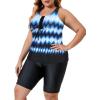 imageAmerican Trends Plus Size Swimsuits for Women Two Piece Tummy Control Plus Size Bathing Suits Boy Shorts TankiniLight Blue