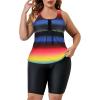 imageAmerican Trends Plus Size Swimsuits for Women Two Piece Tummy Control Plus Size Bathing Suits Boy Shorts TankiniMulticolor Stripes
