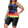 imageAmerican Trends Plus Size Swimsuits for Women Two Piece Tummy Control Plus Size Bathing Suits Boy Shorts TankiniMulticolor Stripes