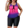imageAmerican Trends Plus Size Swimsuits for Women Two Piece Tummy Control Plus Size Bathing Suits Boy Shorts TankiniPurple Pink