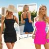 imageAmerican Trends Tankini Swimsuits Tummy Control Swim Suits for Women 2024 Tankini Top Tummy Control Bathing SuitHot Pink