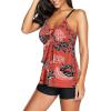 imageAmerican Trends Two Piece Bathing Suits for Womens Tankini Swimsuits Plus Size Swimwear with Tummy Control BoyshortsA Red Black Print