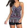 imageAmerican Trends Two Piece Bathing Suits for Womens Tankini Swimsuits Plus Size Swimwear with Tummy Control BoyshortsA Red Blue Geometric
