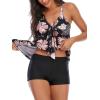 imageAmerican Trends Two Piece Bathing Suits for Womens Tankini Swimsuits Plus Size Swimwear with Tummy Control BoyshortsZ Pink Floral Print