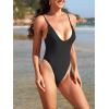 imageAmerican Trends Womens One Piece Swimsuits Sexy V Neck Bathing Suit Open Back High Cut SwimwearBlack