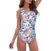 imageAmerican Trends Athletic Swimsuit for Women One Piece Lap Swimming Training Suit Tummy Control Bathing Suits2 Color Pointing
