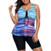 imageAmerican Trends Plus Size Swimsuits for Women Two Piece Tummy Control Plus Size Bathing Suits Boy Shorts TankiniBlue Pink