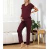 imageAmerican Trends Maternity Nursing Pajamas Postpartum Breastfeeding Labor Delivery Pjs Pregnancy Sleepwear Lounge SetWine Red