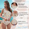 imageAmerican Trends One Piece Swimsuit Women Modest Bathing Suit Teen Girls Swim Suit Full Coverage Swimsuit Criss Cross BackWhite Floral Printed
