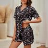 imageAmerican Trends Womens Pajama Sets Button Down Pajama Shorts Short Sleeve Pj Sets for Woman Y2k Pjs Lounge Sets SleepwearHeart Bow Black