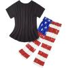 imageAmerican Trends Womens Pajama Sets Two Piece Sleep Shirt Short Sleeve Cartoon Print Pj Set Tops with Capri Pants SleepwearAmerican Flag