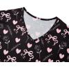 imageAmerican Trends Womens Pajama Sets Two Piece Sleep Shirt Short Sleeve Cartoon Print Pj Set Tops with Capri Pants SleepwearHeart Bow Black