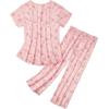 imageAmerican Trends Womens Pajama Sets Two Piece Sleep Shirt Short Sleeve Cartoon Print Pj Set Tops with Capri Pants SleepwearPink Rabbit