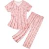 imageAmerican Trends Womens Pajama Sets Two Piece Sleep Shirt Short Sleeve Cartoon Print Pj Set Tops with Capri Pants SleepwearPink Rabbit