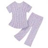 imageAmerican Trends Womens Pajama Sets Two Piece Sleep Shirt Short Sleeve Cartoon Print Pj Set Tops with Capri Pants SleepwearPurple Star