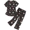 imageAmerican Trends Womens Pajama Sets Two Piece Sleep Shirt Short Sleeve Cartoon Print Pj Set Tops with Capri Pants SleepwearSnowman on Black