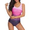 imageAthletic One Piece Swimsuits for Women Tummy Control Bathing Suits or Teen Girls Swimwear1 Purple Gradient