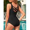 imageAthletic One Piece Swimsuits for Women Tummy Control Bathing Suits or Teen Girls Swimwear2 Black