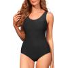 imageAthletic One Piece Swimsuits for Women Tummy Control Bathing Suits or Teen Girls Swimwear2 Black