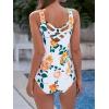 imageAthletic One Piece Swimsuits for Women Tummy Control Bathing Suits or Teen Girls Swimwear2 White Yellow Rose