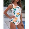 imageAthletic One Piece Swimsuits for Women Tummy Control Bathing Suits or Teen Girls Swimwear2 White Yellow Rose
