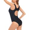 imageAthletic One Piece Swimsuits for Women Tummy Control Bathing Suits or Teen Girls SwimwearBlack