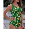 imageAthletic One Piece Swimsuits for Women Tummy Control Bathing Suits or Teen Girls SwimwearGreen Flowers