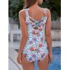 imageAthletic One Piece Swimsuits for Women Tummy Control Bathing Suits or Teen Girls SwimwearOrange Flower