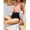 imageOne Piece Swimsuit Women Tummy Control Bathing Suit for Women Cutout High Waisted Cross Stripes SwimsuitsNude Black