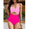 imageOne Piece Swimsuit Women Tummy Control Bathing Suit for Women Cutout High Waisted Cross Stripes SwimsuitsPink