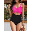 imageOne Piece Swimsuit Women Tummy Control Bathing Suit for Women Cutout High Waisted Cross Stripes SwimsuitsPink Black