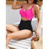 imageOne Piece Swimsuit Women Tummy Control Bathing Suit for Women Cutout High Waisted Cross Stripes SwimsuitsPink Black