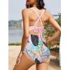 imageOne Piece Swimsuit Women Tummy Control Bathing Suit for Women Cutout High Waisted Cross Stripes SwimsuitsPink Print
