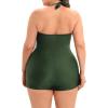 imageWomens Plus Size Bathing Suits One Piece Swimsuit Women Tummy Control Vintage Ruched SwimwearArmy Green