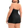 imageWomens Plus Size Bathing Suits One Piece Swimsuit Women Tummy Control Vintage Ruched SwimwearBlack