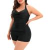 imageWomens Plus Size Bathing Suits One Piece Swimsuit Women Tummy Control Vintage Ruched SwimwearBlack