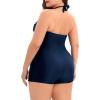 imageWomens Plus Size Bathing Suits One Piece Swimsuit Women Tummy Control Vintage Ruched SwimwearNavy Blue