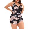 imageWomens Plus Size Bathing Suits One Piece Swimsuit Women Tummy Control Vintage Ruched SwimwearPink Floral