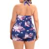 imageWomens Plus Size Bathing Suits One Piece Swimsuit Women Tummy Control Vintage Ruched SwimwearPinkblue Print